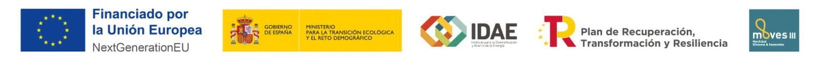 Logos institucionales: Financiado por la Unión Europea NextGenerationEU · Gobierno de España Ministerio para la Transición Ecológica · IDAE · Plan de Recuperación Transformación y Resiliencia · ayudas para cargadores VE