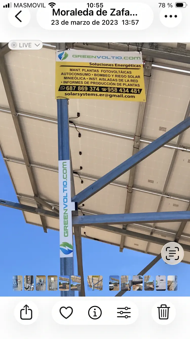 Estructuras de hierro galvanizado para fotovoltaica realizado por Greenvoltio en Granada provincia